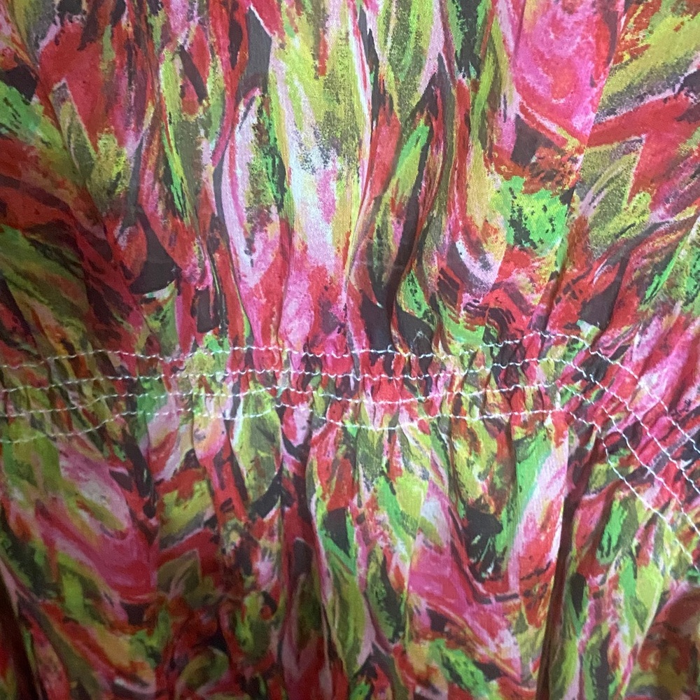 Blue Star Clothing Company Vibrant Pink and Green Women's Swim Coverup - Picture 3 of 5
